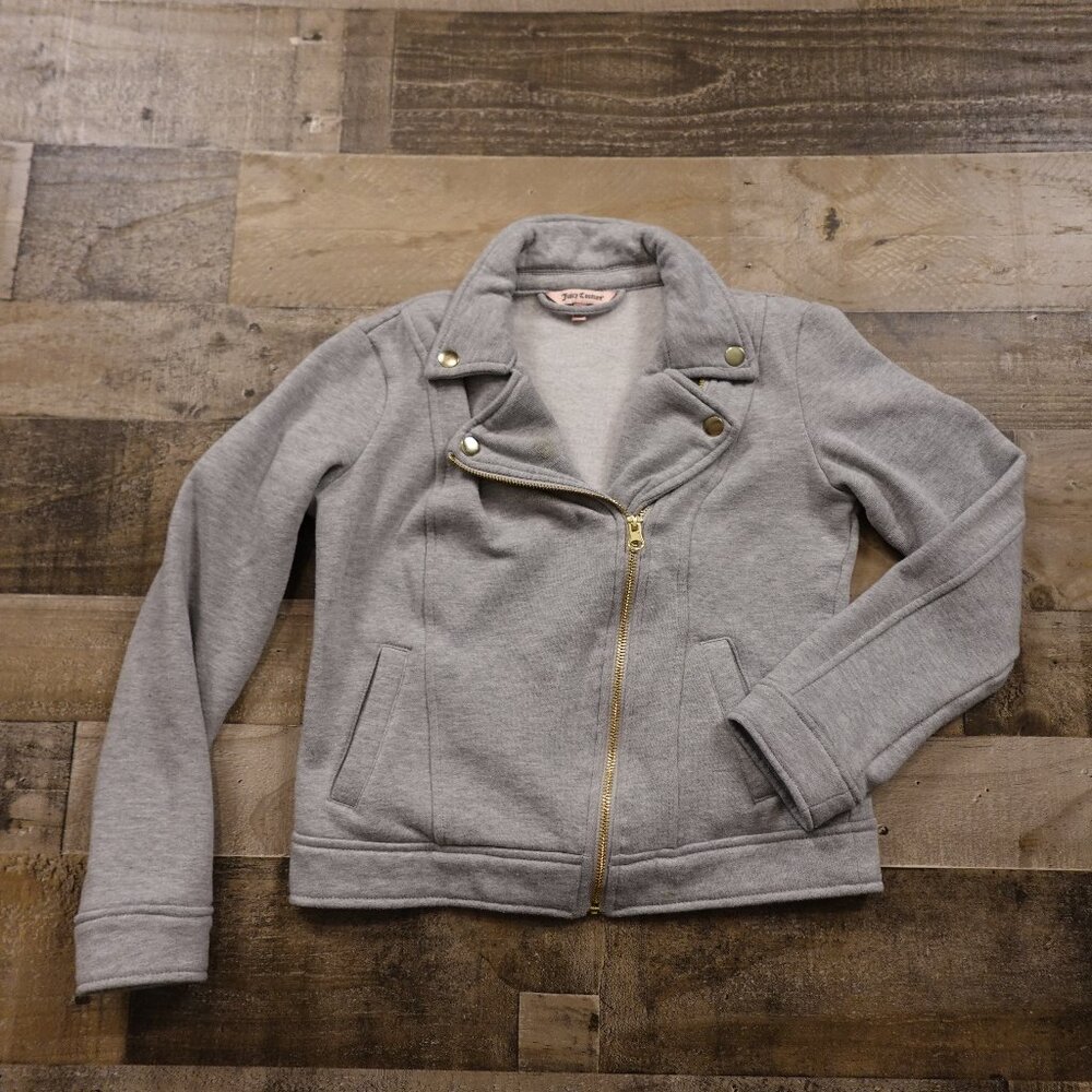 Juicy Couture Moto Jacket Women’s XS Gray Full Zip Knit Biker Chic